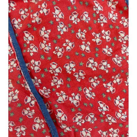 Vintage Kids Red Blue Bells Print Apron Heart-Shaped Details Adjustable Ties - Picture 4 of 8